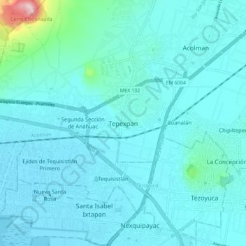 Tepexpan地形图、海拔、地势