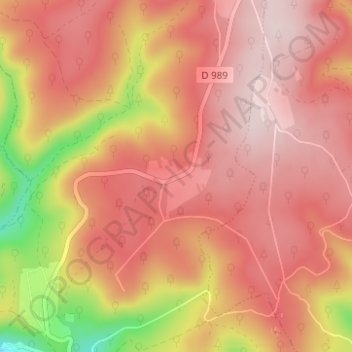 Les Woieries地形图、海拔、地势