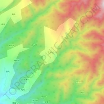 毛家山村地形图、海拔、地势