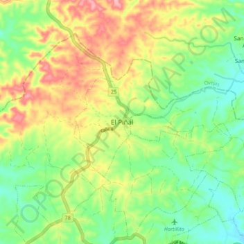 El Piñal地形图、海拔、地势