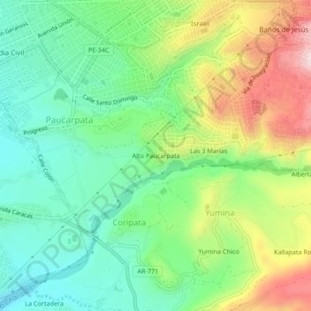 Alto Paucarpata地形图、海拔、地势