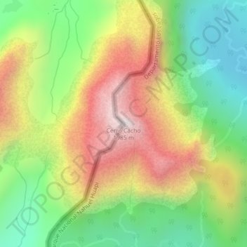 Cerro Cacho地形图、海拔、地势
