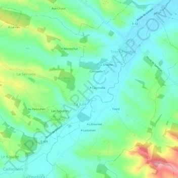 Joulet地形图、海拔、地势