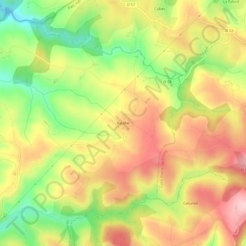 Paulhe地形图、海拔、地势