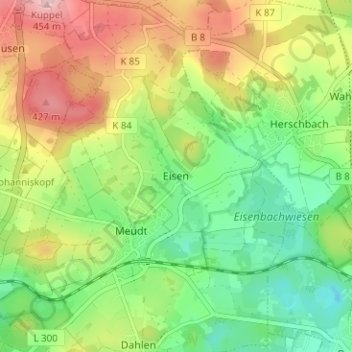 Eisen地形图、海拔、地势