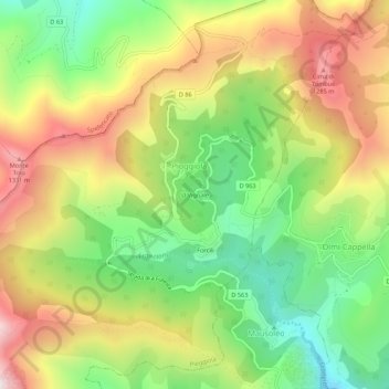 U Vignale地形图、海拔、地势