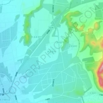 狮子营村地形图、海拔、地势