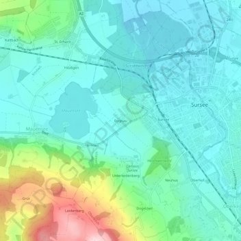 Bognau地形图、海拔、地势