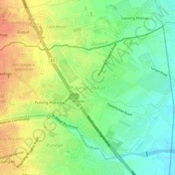 Pulung Cacutud地形图、海拔、地势