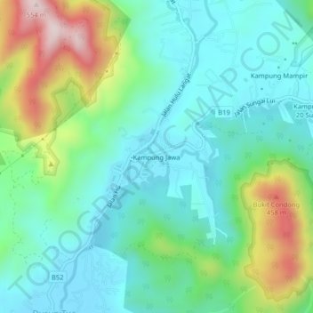 Kampung Jawa地形图、海拔、地势
