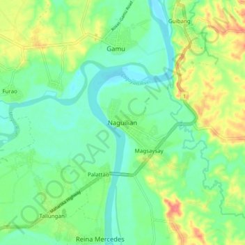 Naguilian地形图、海拔、地势
