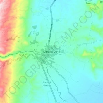 Armero viejo地形图、海拔、地势