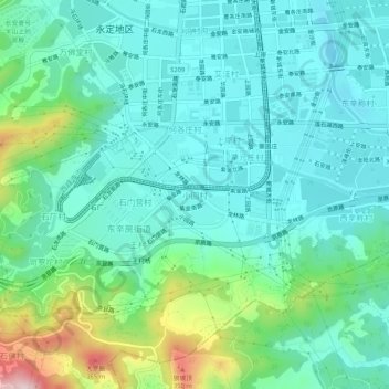 小园村地形图、海拔、地势