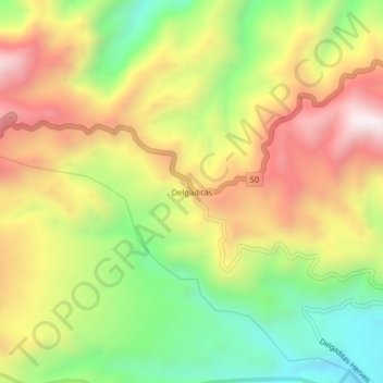 Delgaditas地形图、海拔、地势