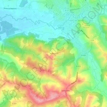 Bellecave地形图、海拔、地势