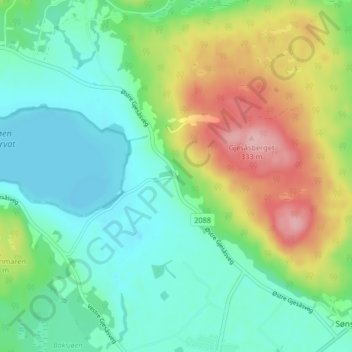 Gjesåsen地形图、海拔、地势