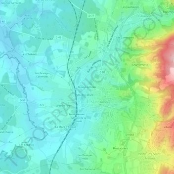 Moulin Antides地形图、海拔、地势