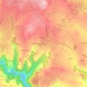 Le Mourio地形图、海拔、地势