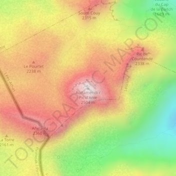 Pic d'Anie地形图、海拔、地势