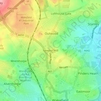 Newton Hill地形图、海拔、地势