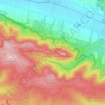 Kohlstätte地形图、海拔、地势
