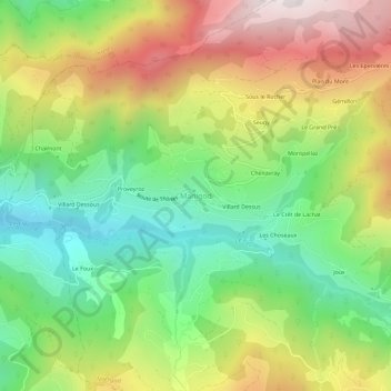 Manigod地形图、海拔、地势