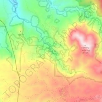 Cileuksa地形图、海拔、地势