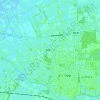 Ankum地形图、海拔、地势