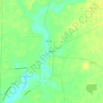 Buford地形图、海拔、地势