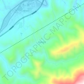 草坝场村地形图、海拔、地势
