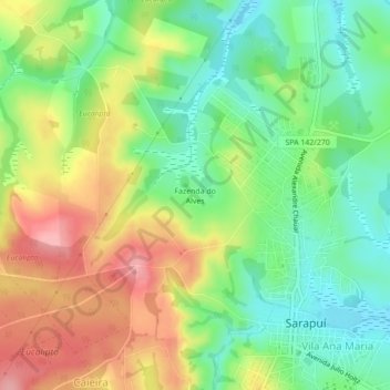 Fazenda do Alves地形图、海拔、地势