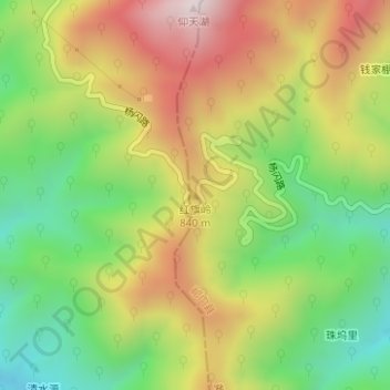 红旗岭地形图、海拔、地势