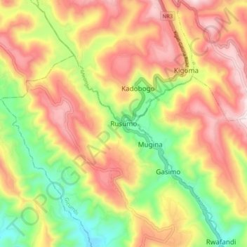 Rusumo地形图、海拔、地势