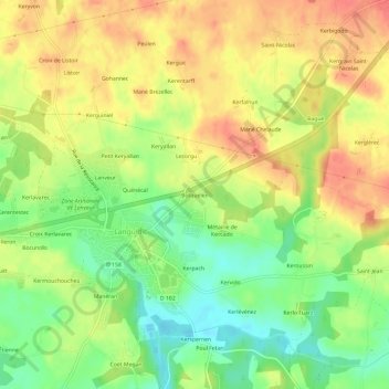 Botquelen地形图、海拔、地势