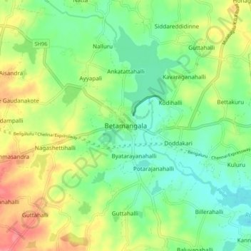 Betamangala地形图、海拔、地势