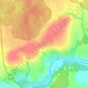 Абакшино地形图、海拔、地势