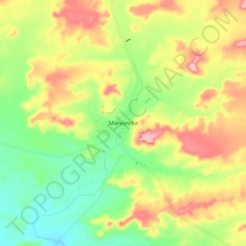 Merweville地形图、海拔、地势