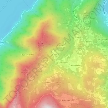 Rovenza地形图、海拔、地势