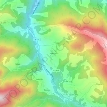 Lerones地形图、海拔、地势