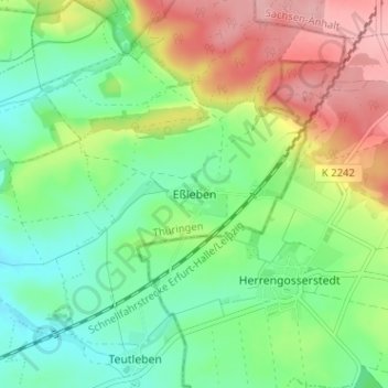 Eßleben地形图、海拔、地势
