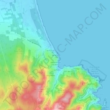 Illa Roja地形图、海拔、地势