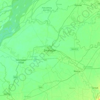 Sivasagar地形图、海拔、地势