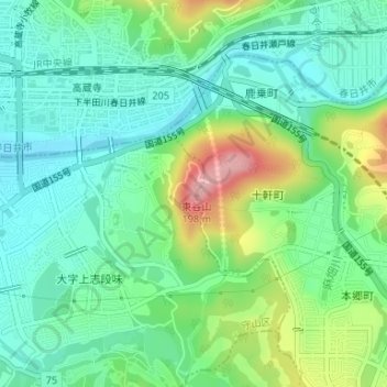東谷山地形图、海拔、地势