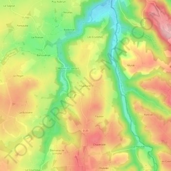 Gachard地形图、海拔、地势