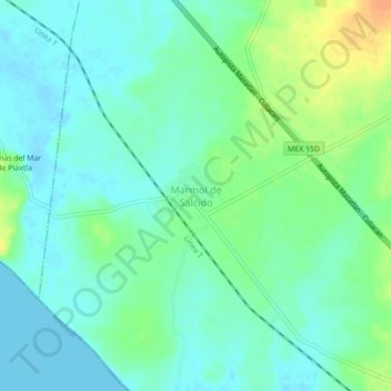 Marmol de Salcido地形图、海拔、地势