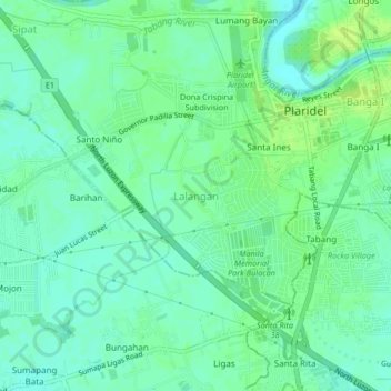 Lalangan地形图、海拔、地势