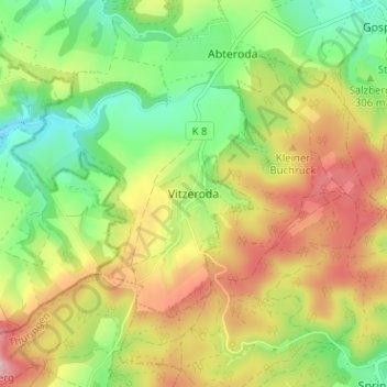 Vitzeroda地形图、海拔、地势