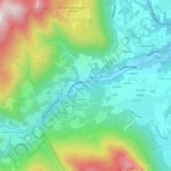 Duft地形图、海拔、地势