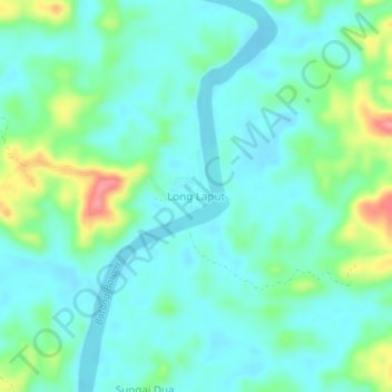 Long Laput地形图、海拔、地势