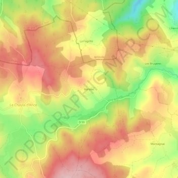 Boirelac地形图、海拔、地势